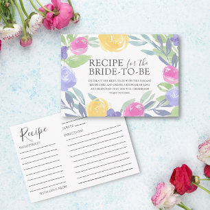 Watercolor Recipe for the Bride to Be Floral Enclosure Card