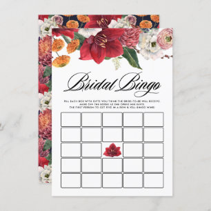 Watercolor Red Amaryllis Baby Shower Bingo Game Enclosure Card