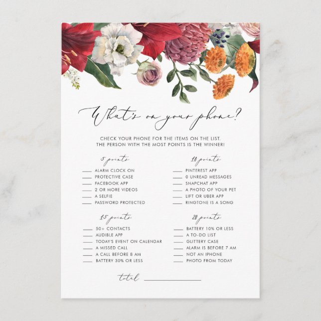Watercolor Red Amaryllis Find the Guest Game Enclosure Card (Front)