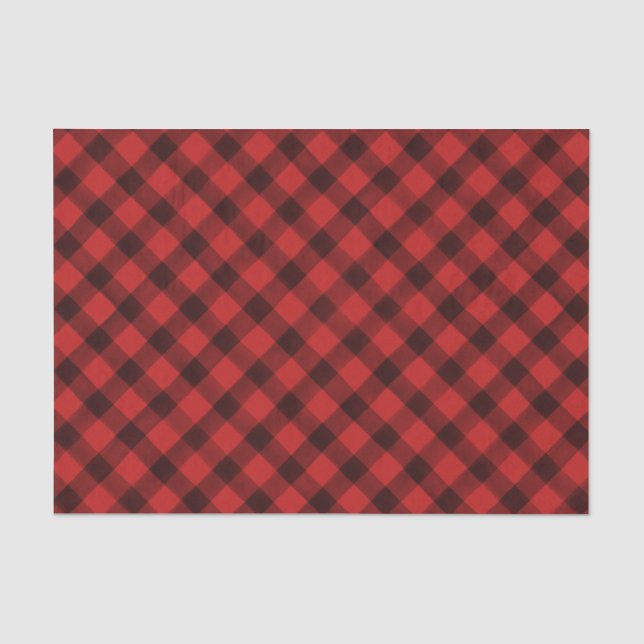 Watercolor Red and Black Buffalo Plaid  | Tissue Paper (Front)