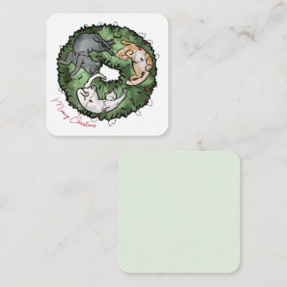Watercolor red and green Cat Christmas Card 