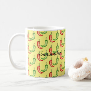 Watercolor Red And Green Chili Peppers Coffee Mug