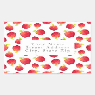 Watercolor Red Apple Pattern Address Labels