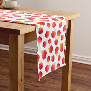 Watercolor Red Apple Pattern Short Table Runner