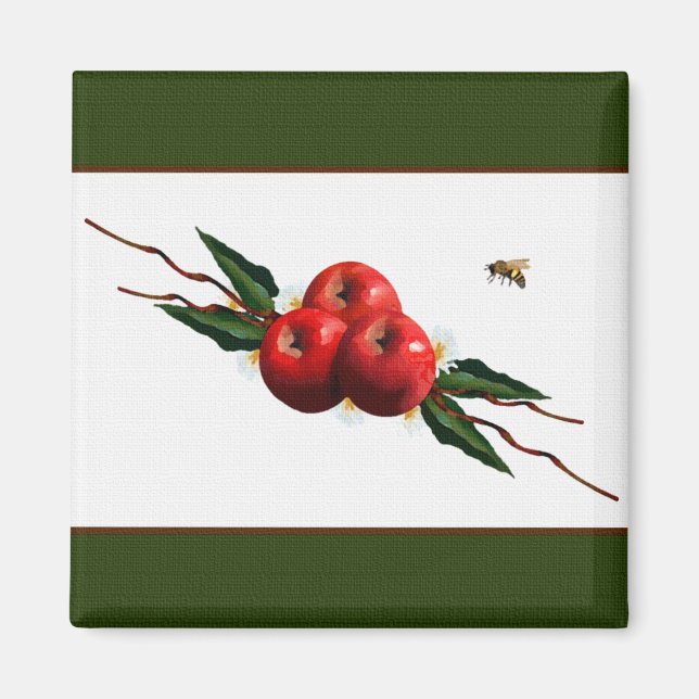 Watercolor Red Apples Magnet (Front)