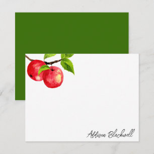 Watercolor Red Apples Personalized Teacher Name Card
