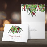 Watercolor Red Berries Greenery Christmas  Holiday Card<br><div class="desc">An elegant Christmas holiday card for you to customize with your special holiday message. Designed by Thisisnotme©</div>