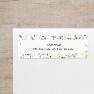 Watercolor Red Berries Return Address