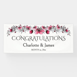 Watercolor Red Blossoms, Wedding Banner