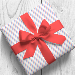 Watercolor Red & Blue Diagonal Stripes Wrapping Paper