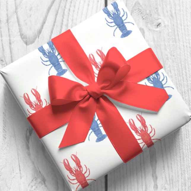 Watercolor Red & Blue Lobsters Wrapping Paper (Creator Uploaded)