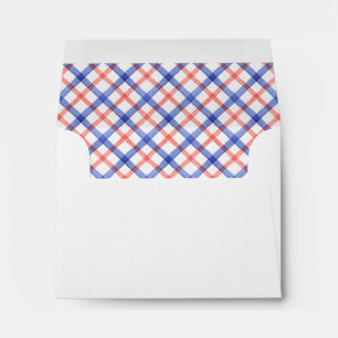 Watercolor Red & Blue Plaid Lobster Personalized Envelope