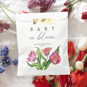 Watercolor red bouquet flowers - baby in bloom favour bag