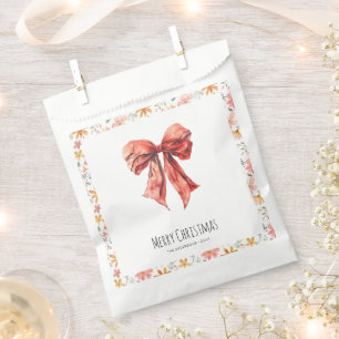 Watercolor Red Bow Coquette Minimalist Christmas  Favour Bag