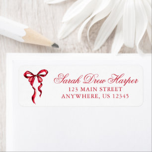 Watercolor Red Bow Return Address