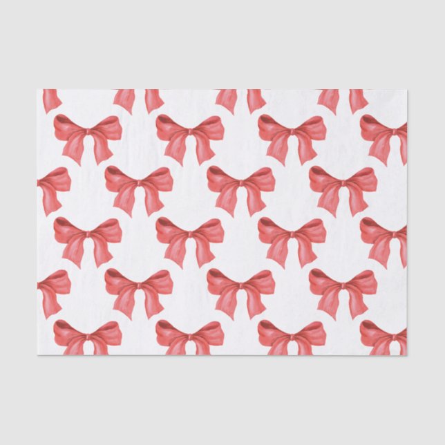 Watercolor Red Bow Tissue Paper (Front)