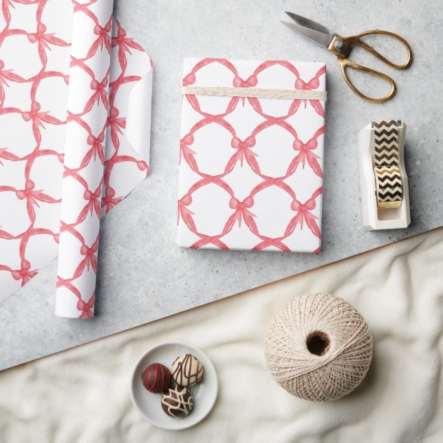 Watercolor Red Bows Wrapping Paper (Crafts)
