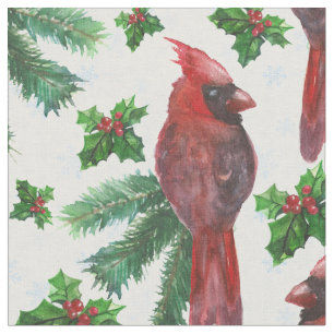 watercolor Red Cardinal Bird Fabric