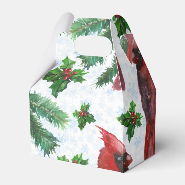 watercolor Red Cardinal Bird Favor Box (Front Side)