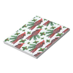 watercolor Red Cardinal Bird Notepad