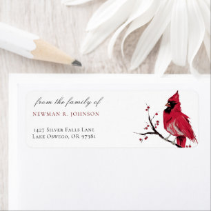 Watercolor Red Cardinal Funeral Return Address