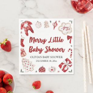 Watercolor Red Christmas Merry Little Baby Shower Napkin