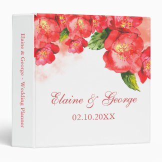 Watercolor Red Coral Floral Wedding Planner Binder