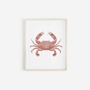 Watercolor red crab print