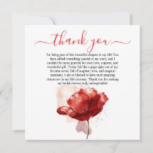 Watercolor Red Floral Bridal Shower Thank You Card