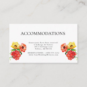 Watercolor Red Floral Guest Accommodations Enclosure Card