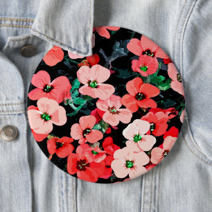 Watercolor Red Flower 6 Inch Round Button