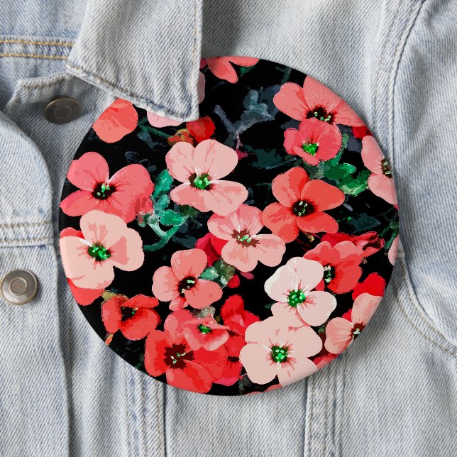 Watercolor Red Flower 6 Inch Round Button (In Situ)