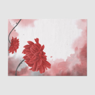 Watercolor Red Flower Decoupage Tissue Paper