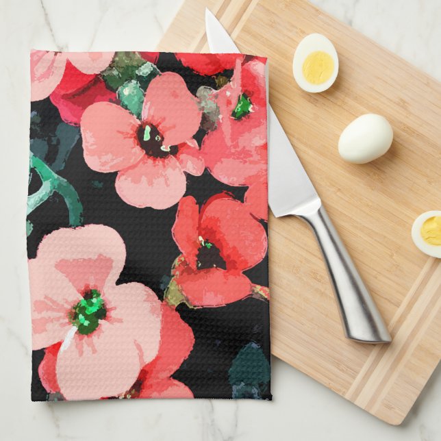 Watercolor Red Flower Kitchen Towel (Quarter Fold)