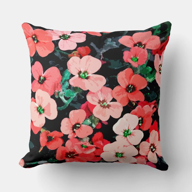 Watercolor Red Flower Throw Pillow (Front)