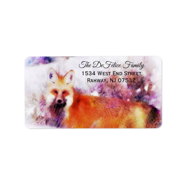 Watercolor Red Fox Resting Label (Front)