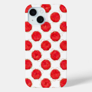 Watercolor Red Fruit Repeat Pattern iPhone 15 Case