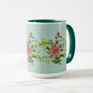 Watercolor Red Gerbera Daisy w/ Greenery Mug