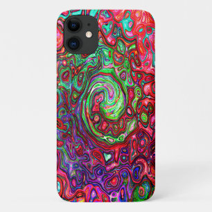 Watercolor Red Groovy Abstract Retro Liquid Swirl iPhone 11 Case
