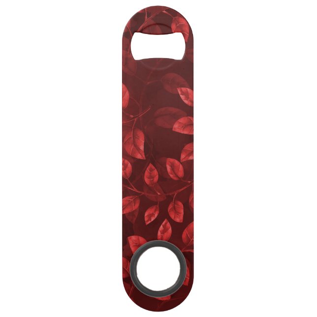 Watercolor Red Leaves Pattern Bar Key (Front)