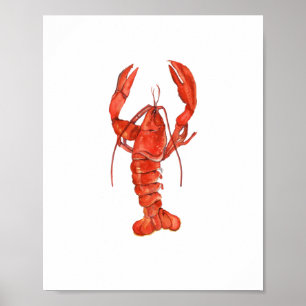 Watercolor Red Lobster Painting Wall art