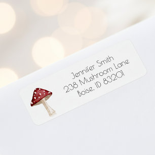 Watercolor Red Mushroom Fall Return Address 