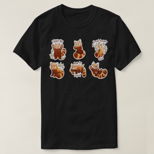 WATERCOLOR RED PANDA STICKERS SET T-Shirt (Design Front)