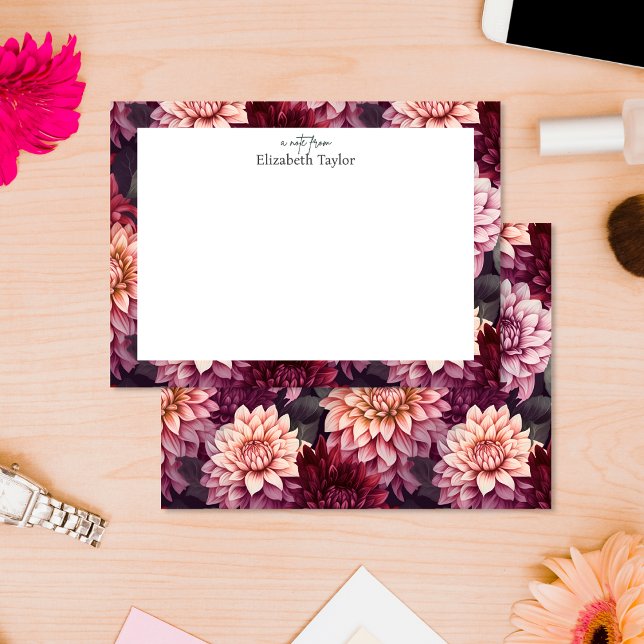 Watercolor Red Pink Dahlia Pattern Design Card (Creator Uploaded)