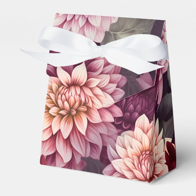Watercolor Red Pink Dahlia Pattern Design Favor Box (Front Side)