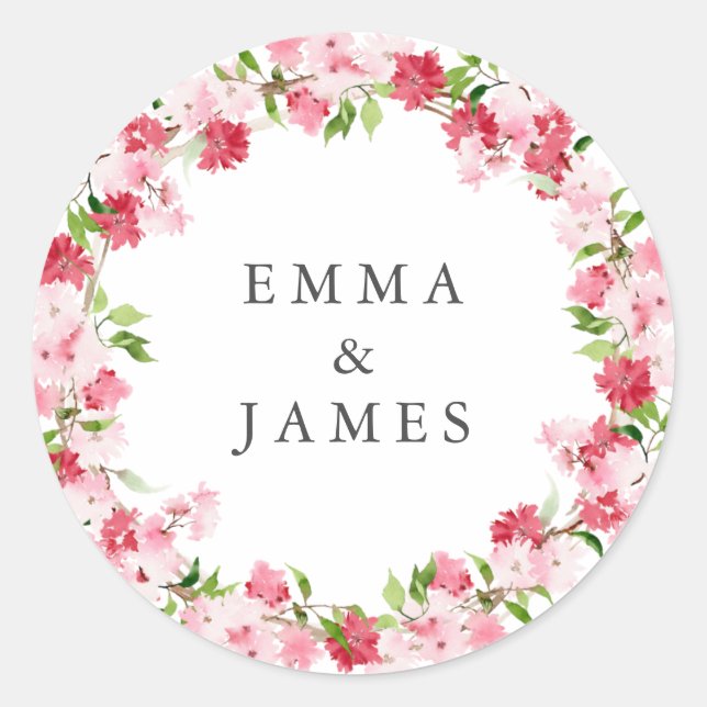 Watercolor Red Pink Roses Wedding Envelope Seals (Front)