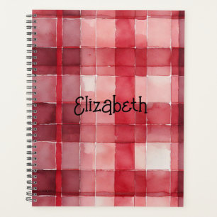 Watercolor Red Plaid Planner