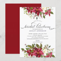Watercolor Red Poinsettia Bridal Shower Luncheon