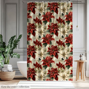 Watercolor Red Poinsettias Holiday Bathroom Decor