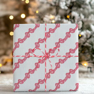 Watercolor Red Polka Dot Bow Christmas Wrapping Paper